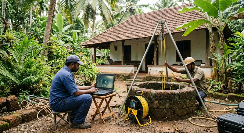 Rejuvenation crew working on an old failed borewell at Kodungallur