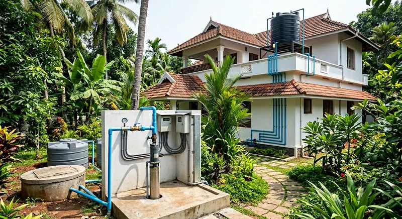 Borewell linked to overhead and underground tanks at a Patturaikkal compound