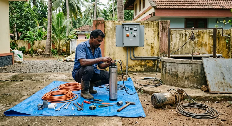 Three phase submersible pump upgrade at an Irinjalakuda home